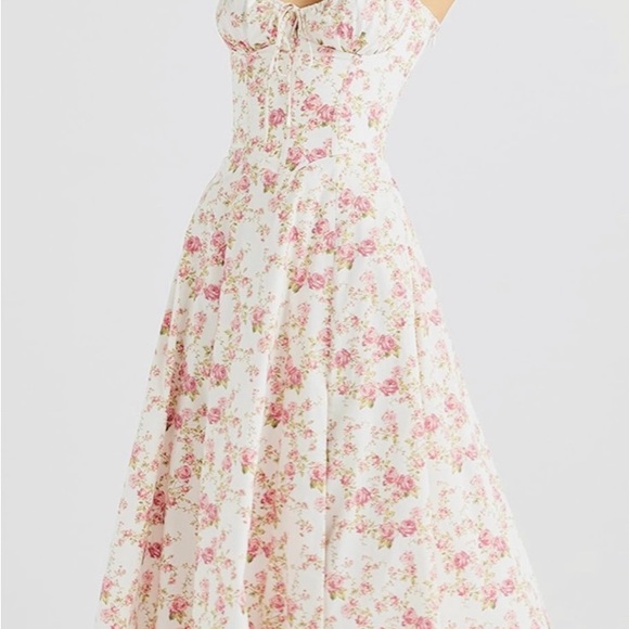 Dress Pink and White Floral Bustier Midriff Waist Shaper Size S/M NWOT - Picture 2 of 5